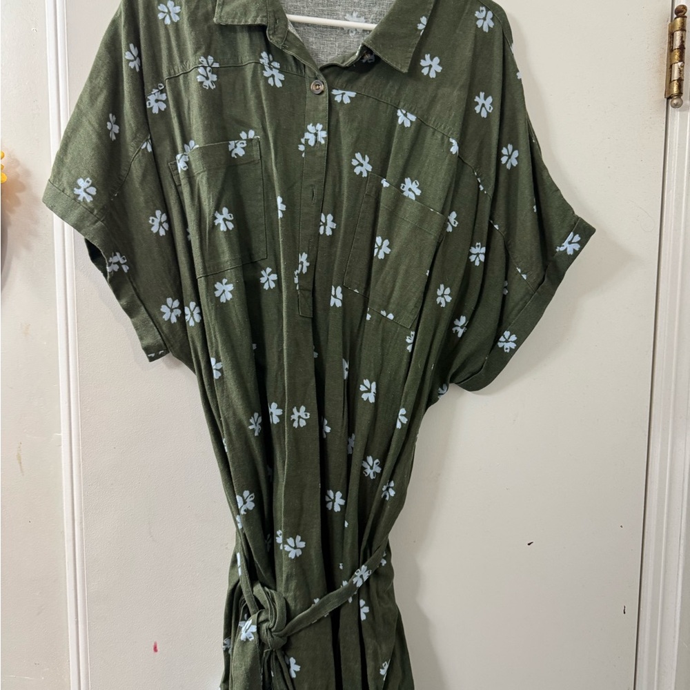 Sonoma Olive Green Floral Shirt